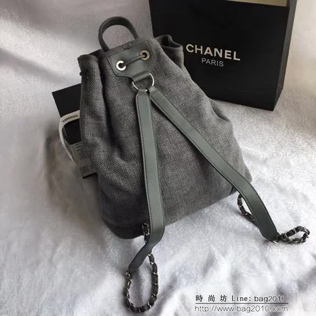 香奈兒CHANEL 93787 旅行必備帆布雙肩抽繩沙灘包DSC1991